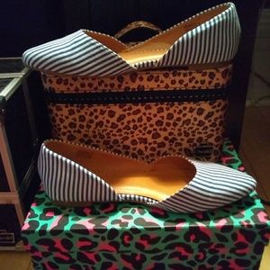 Blue & white striped d'orsay flat shoes, N.Y.L.A.